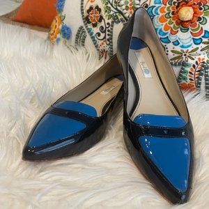 Boden Navy 2 tone Patent Leather women's flat - Step into summer with style!